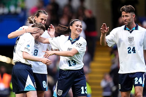 Ellen White celebrates scoring England's second goal
